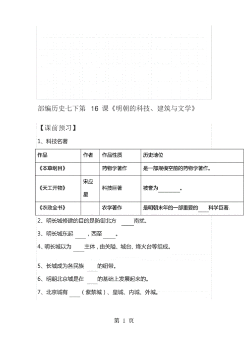 七下历史明朝的科技知识点（七下历史明朝的科技知识点总结）-图1